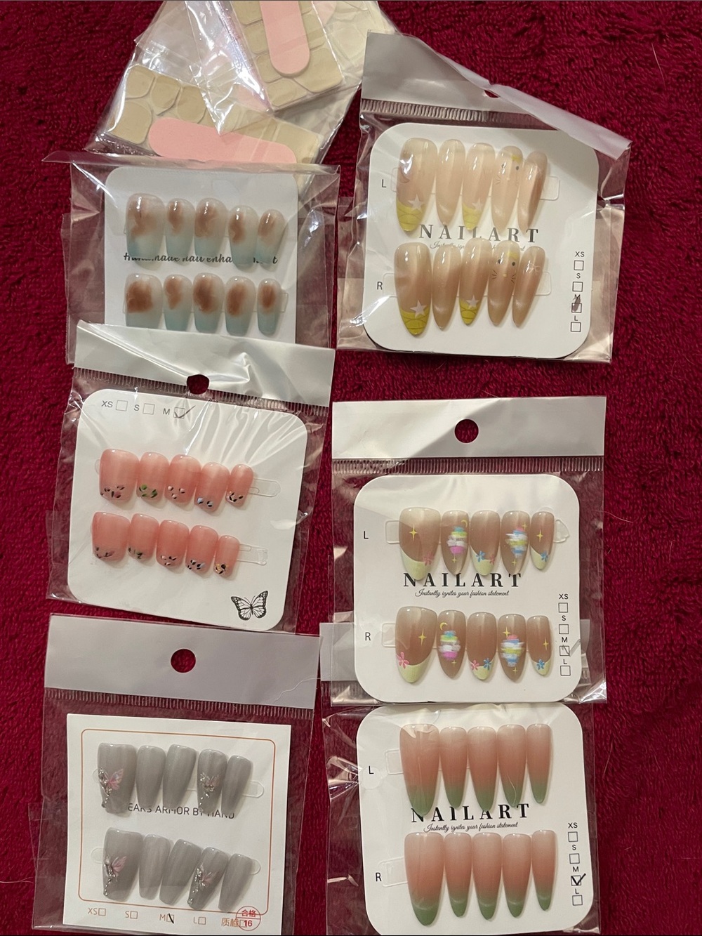 Nail Art Sets 6 sets fake nails bling medium